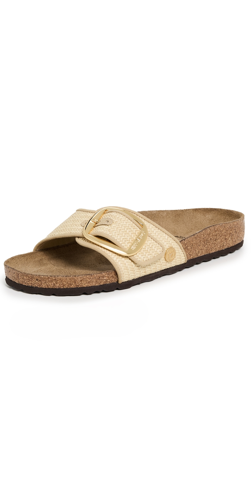 Madrid Big Buckle Raffia Sandals Natural