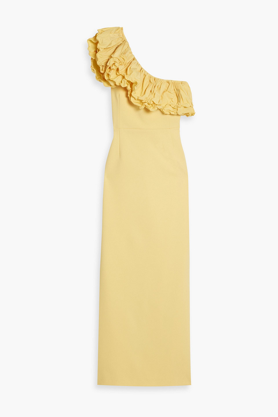Chloe one-shoulder ruffled crepe gown - Yellow - UK 4