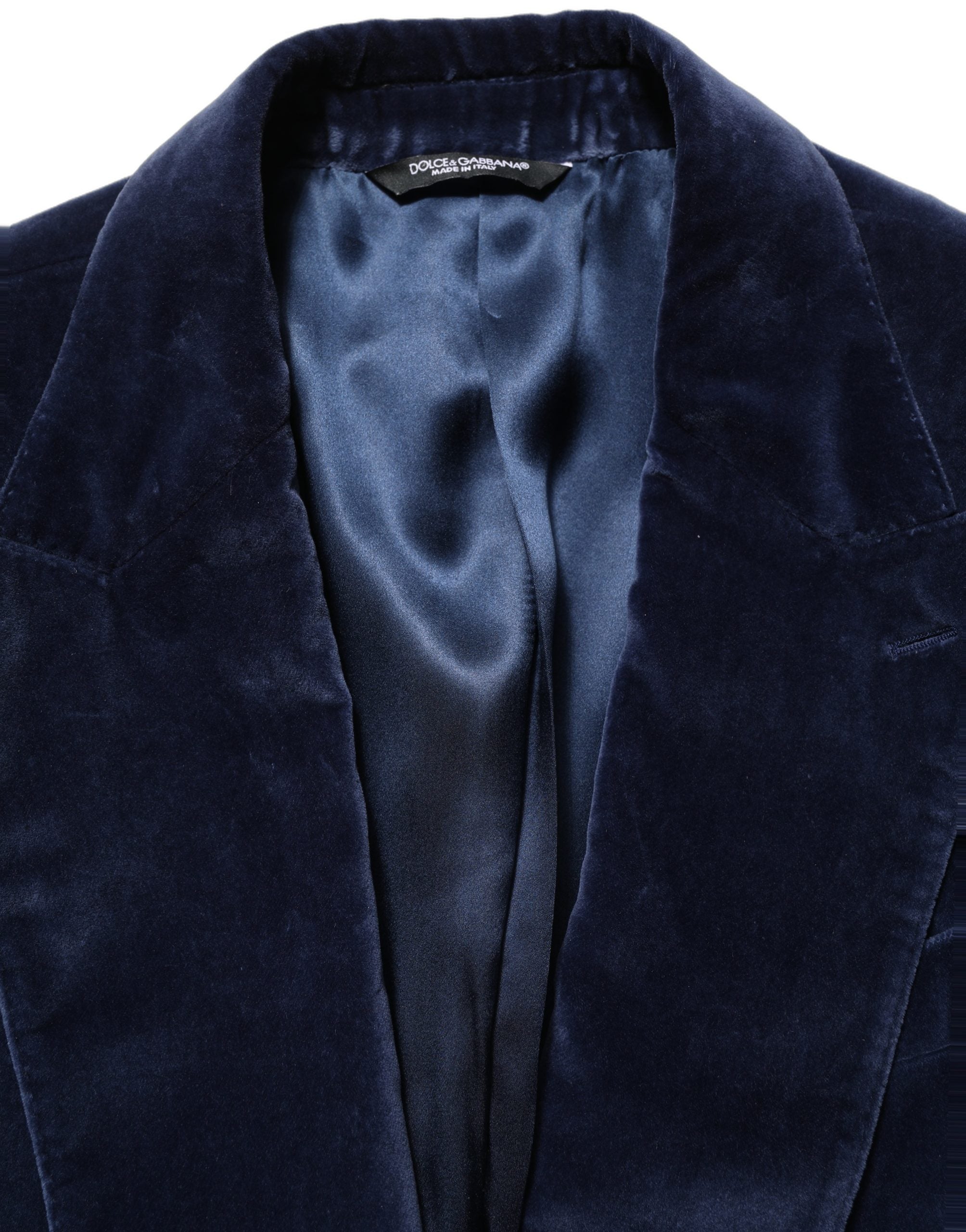 Velvet Single-Breasted Blazer — Navy