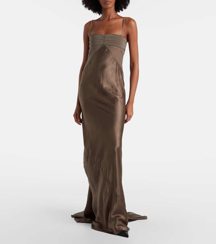 Combo silk-trimmed satin gown