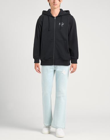 Man Sweatshirt Black Size M Cotton, Elastane