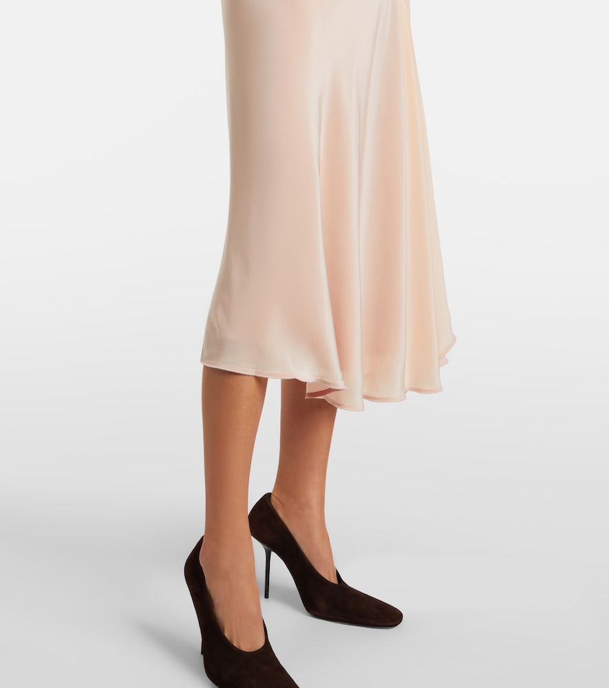 Lace-trimmed crêpe satin midi dress