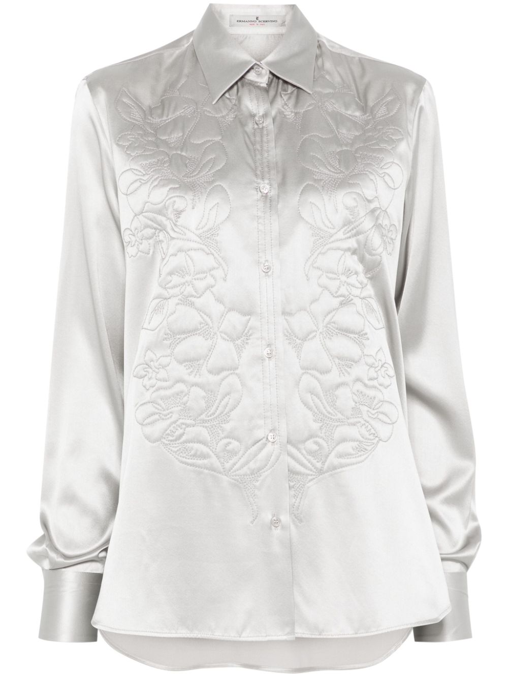 Floral-embroidered shirt - Grey