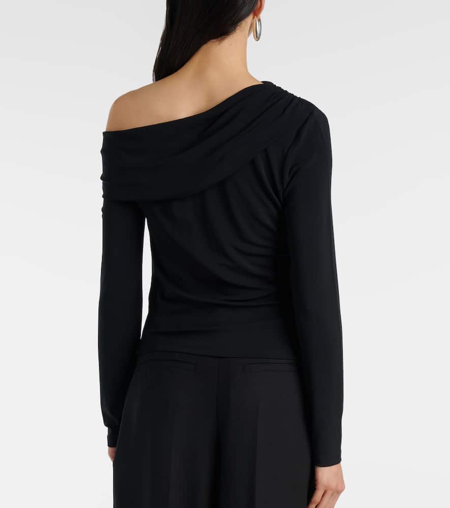 Lozea asymmetric ruched jersey top