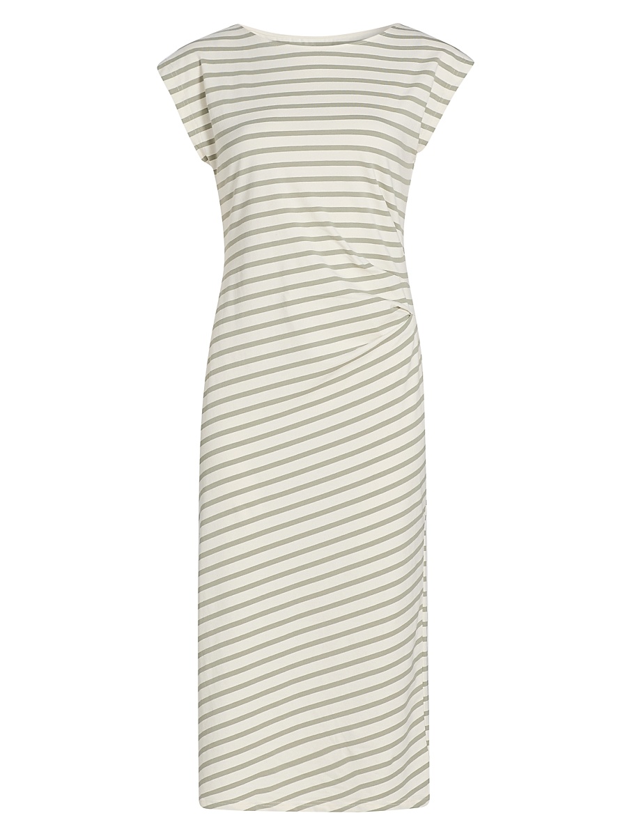 Women's Aja Striped Cotton-Blend Midi-T-Shirt Dress - Powder Spruce Green