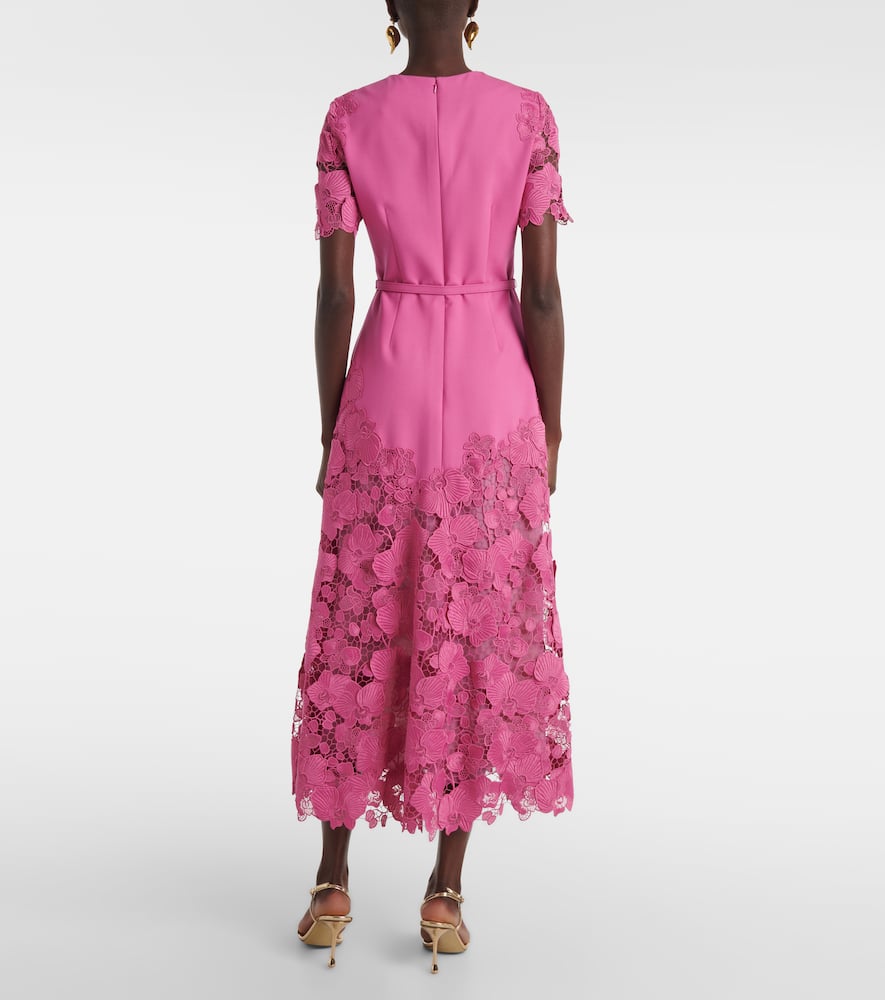 Orchid guipure wool-blend midi dress