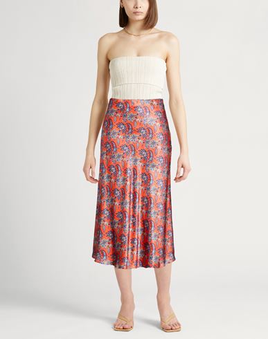Woman Midi skirt Orange Size 6 Silk