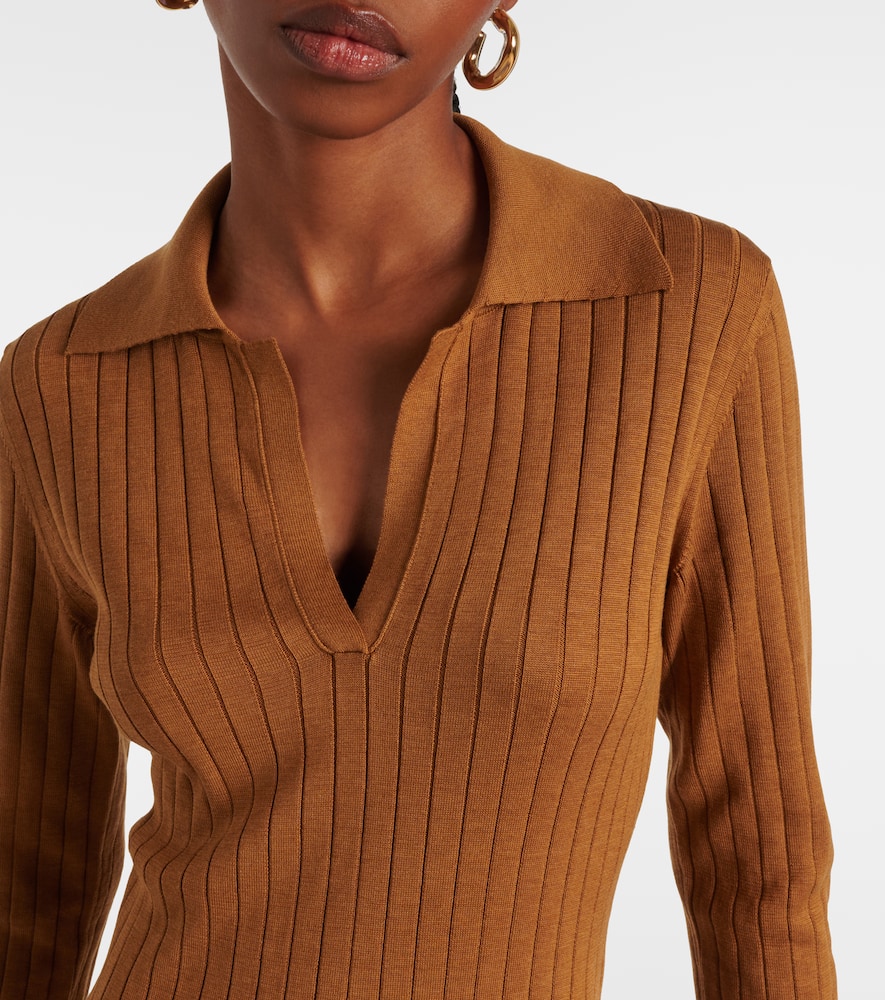 Ribbed-knit silk and cotton midi dress