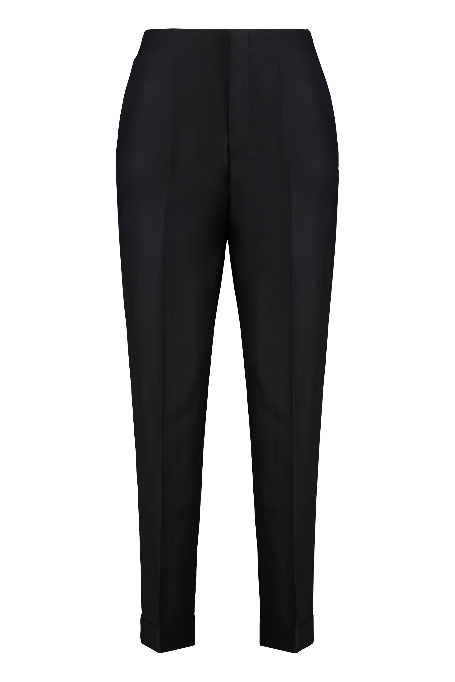 Elegant Wool and Silk Wide-Leg Pants