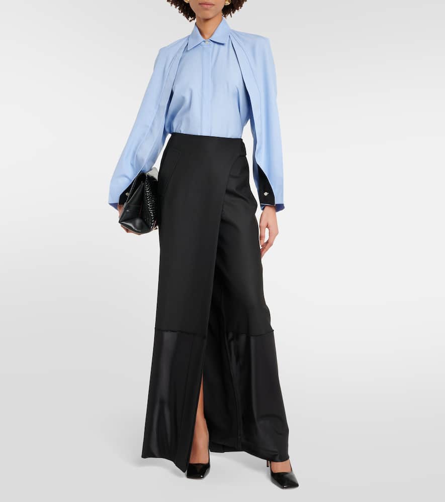 Caped virgin wool blouse