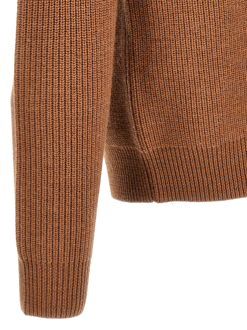 Puller half-zip ribbed jumper - Brown