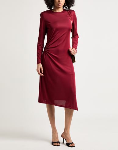 La Semaine Paris Woman Midi dress Burgundy Size 12 Polyester, Elastane