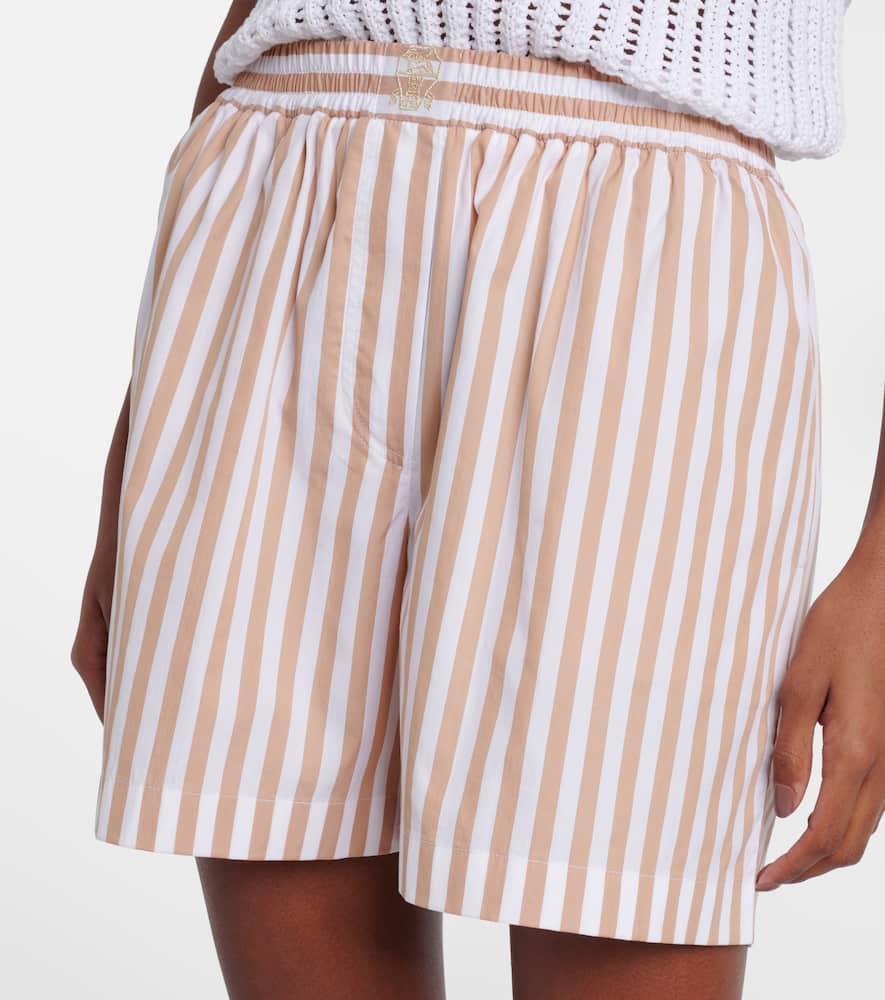 Striped cotton and silk Bermuda shorts
