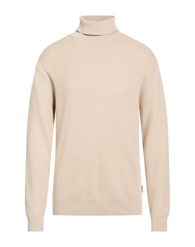Man Turtleneck Beige Size M Cotton, Nylon