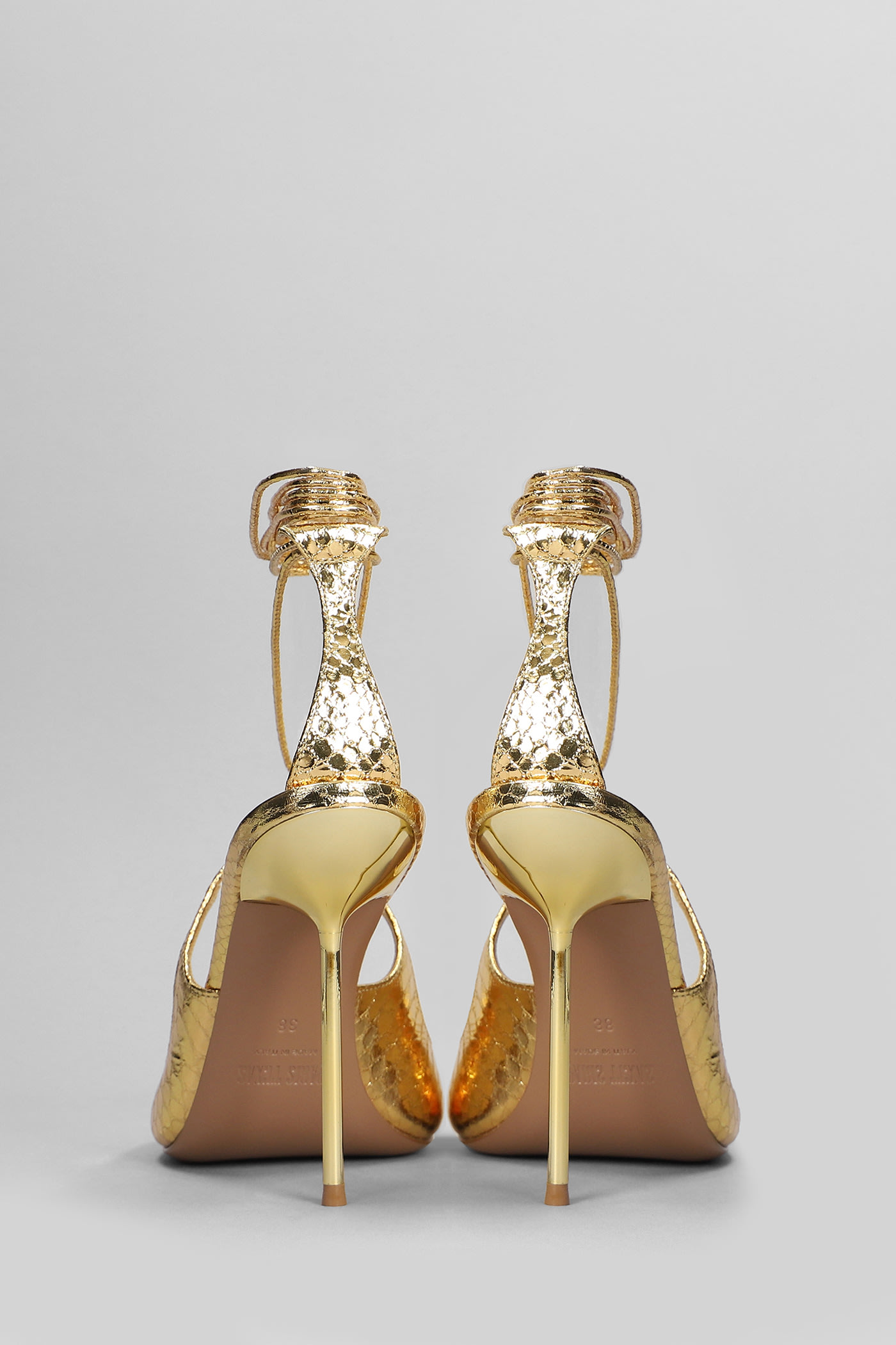 115mm leather sandals - Gold
