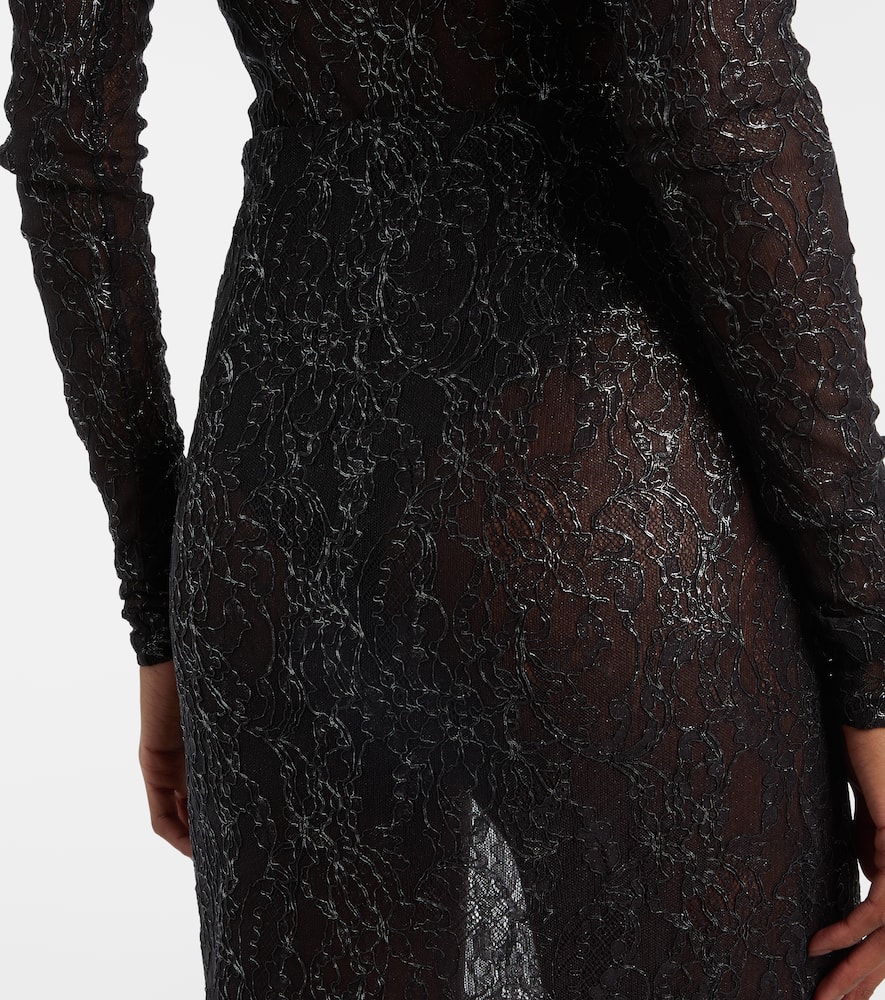 Floral lace midi skirt