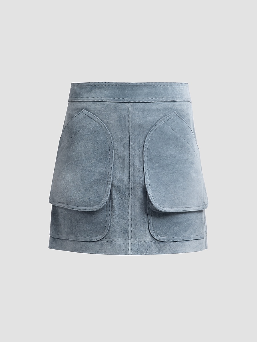 Women's Norwood Suede Mini Skirt - Blue Steel