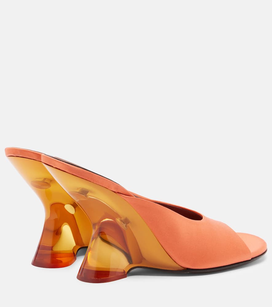 Satin wedge mules