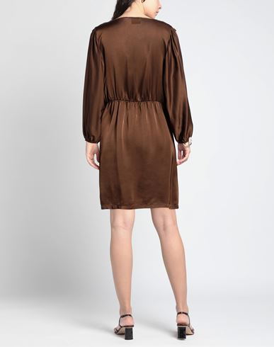 Woman Mini dress Dark brown Size L Viscose