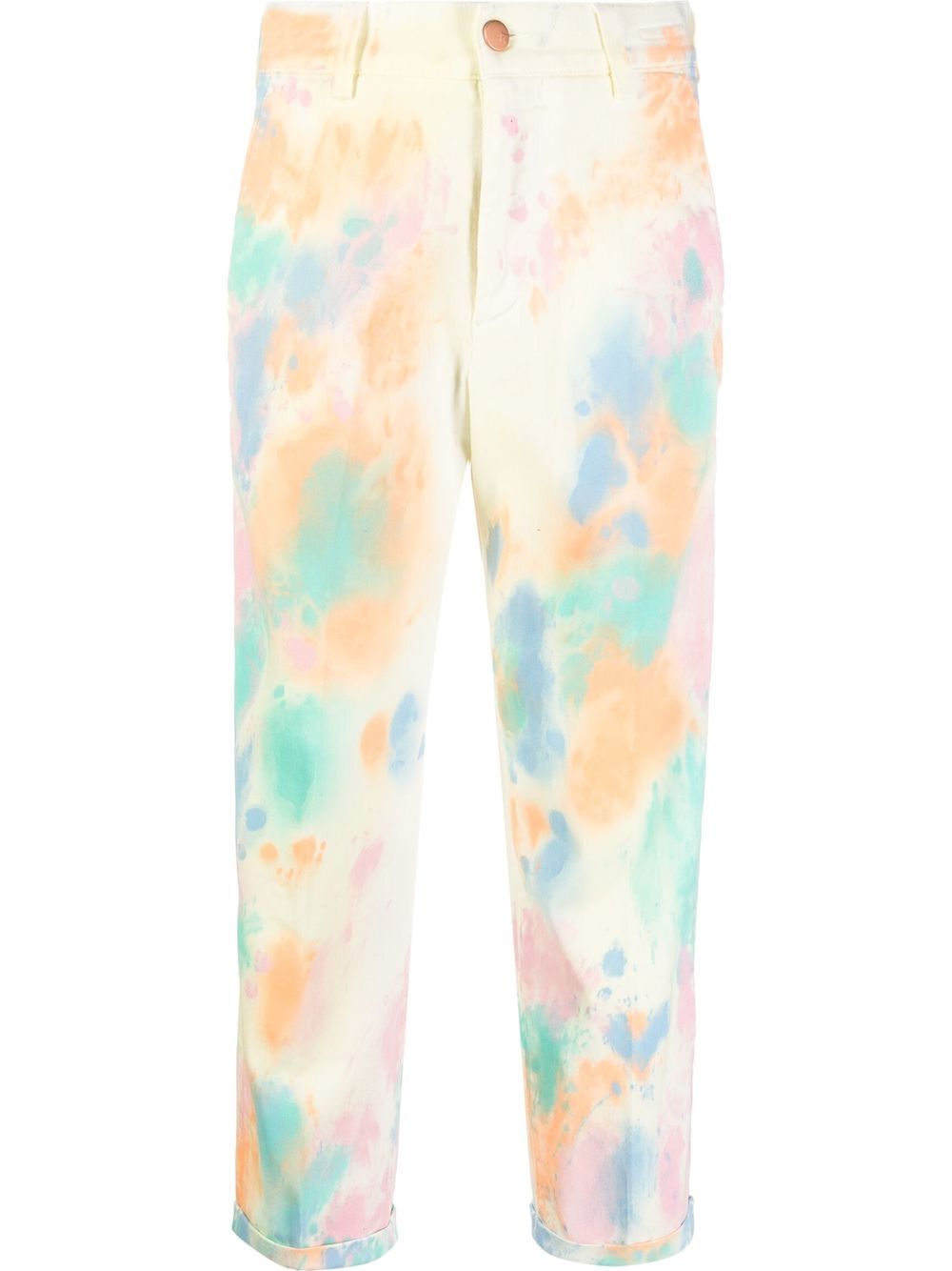 Abstract-print pressed-crease cropped trousers - Neutrals