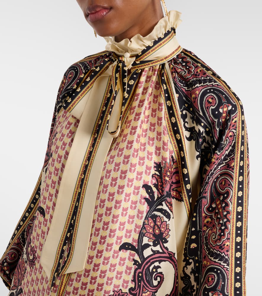 Printed silk twill blouse