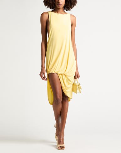 Woman Midi dress Yellow Size L Viscose, Polyester, Elastane