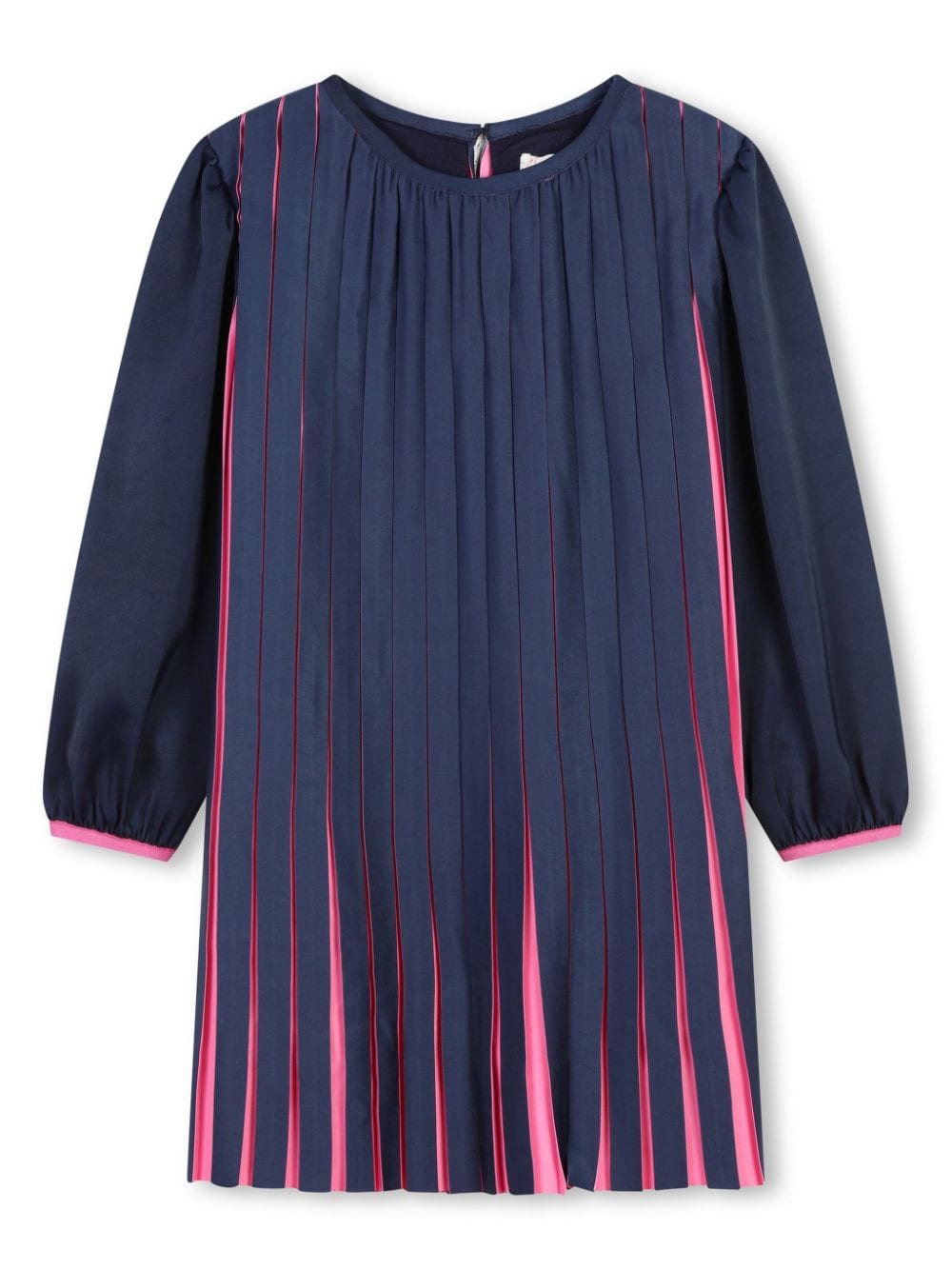 Fully pleated long-sleeve dress - Blue