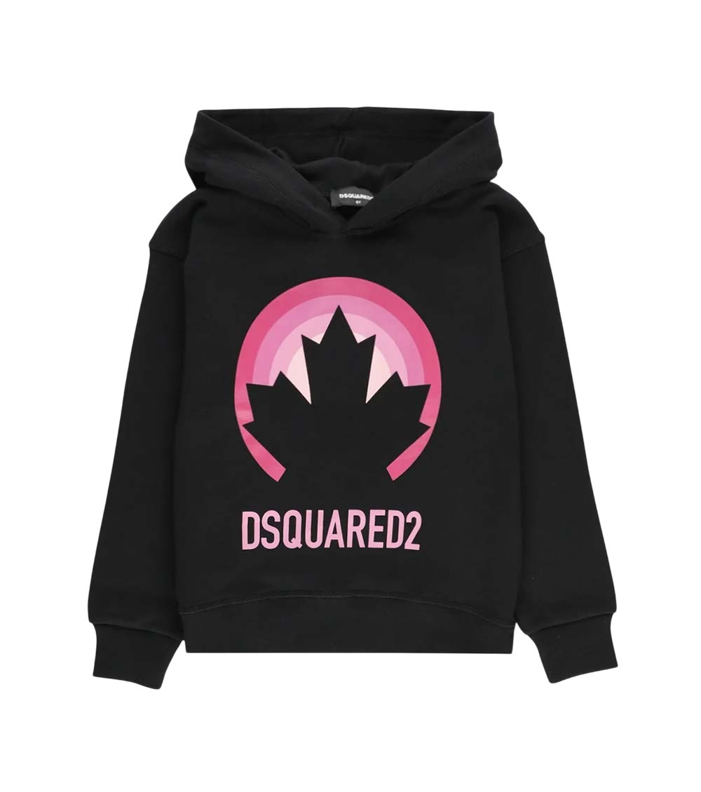 Girls Black Graphic Hoodie