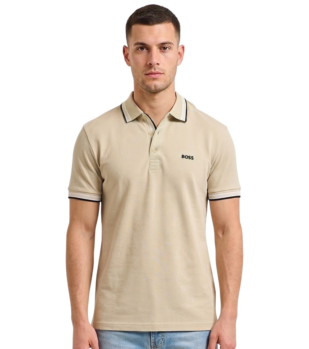 Beige Shirt Collar Polos