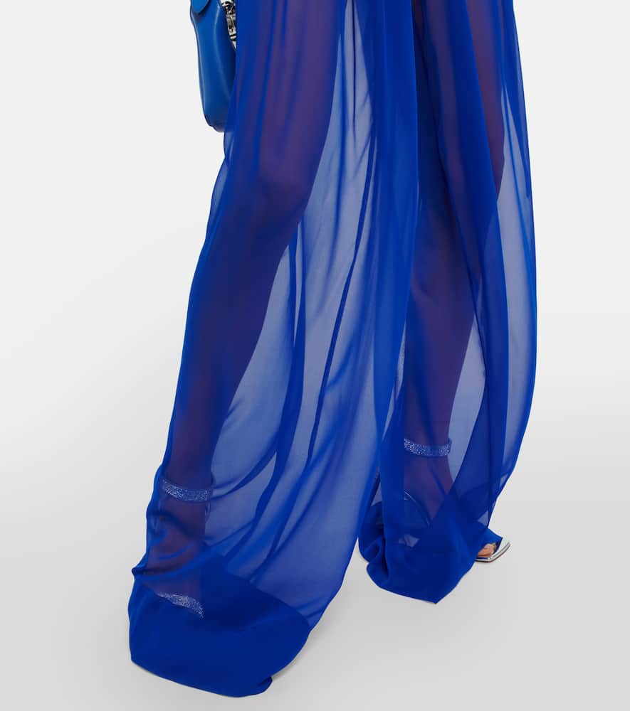 High-rise wide-leg silk pants