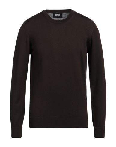 Alpha Studio Man Sweater Chocolate brown Size 36 Merino Wool