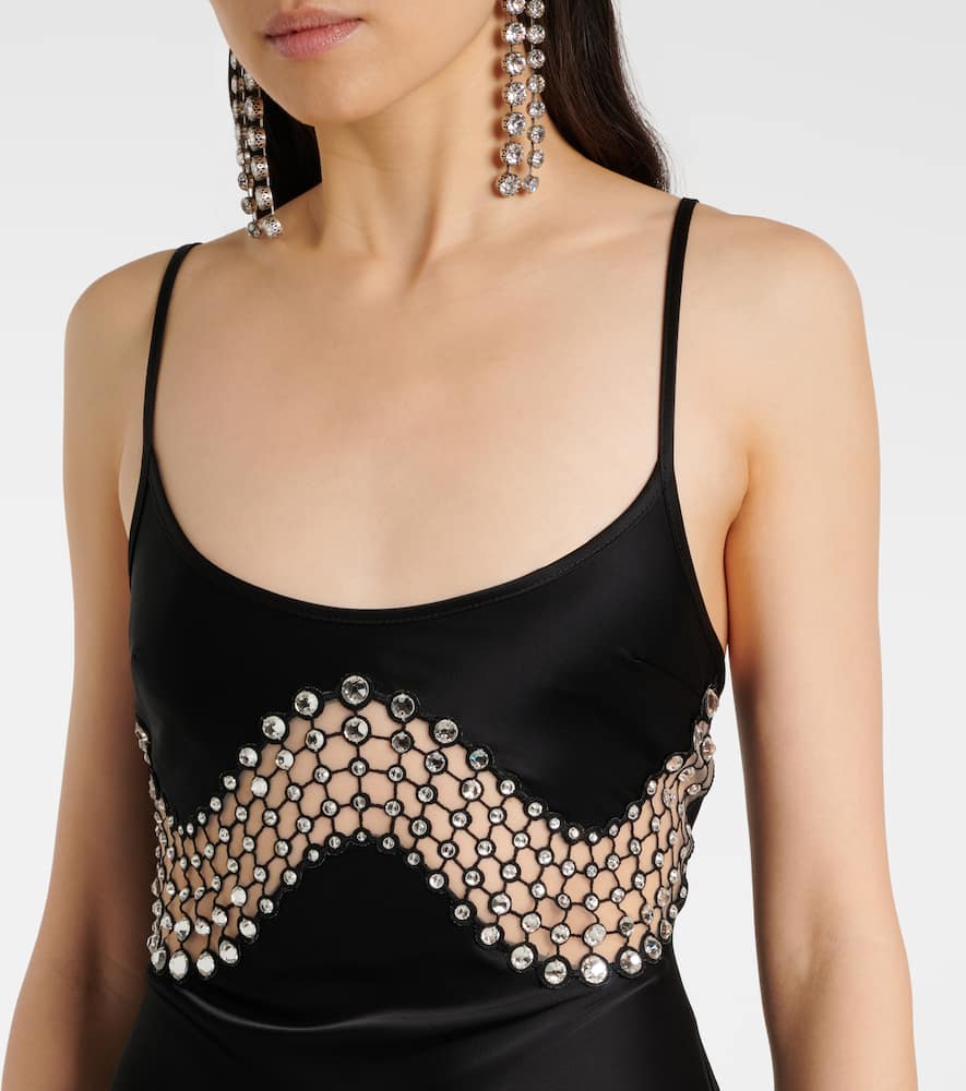 Embellished satin gown