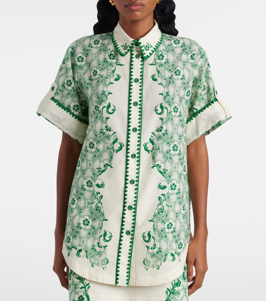 Alémais Olive printed cotton and silk shirt