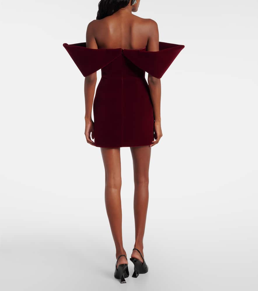 Off-shoulder velvet minidress