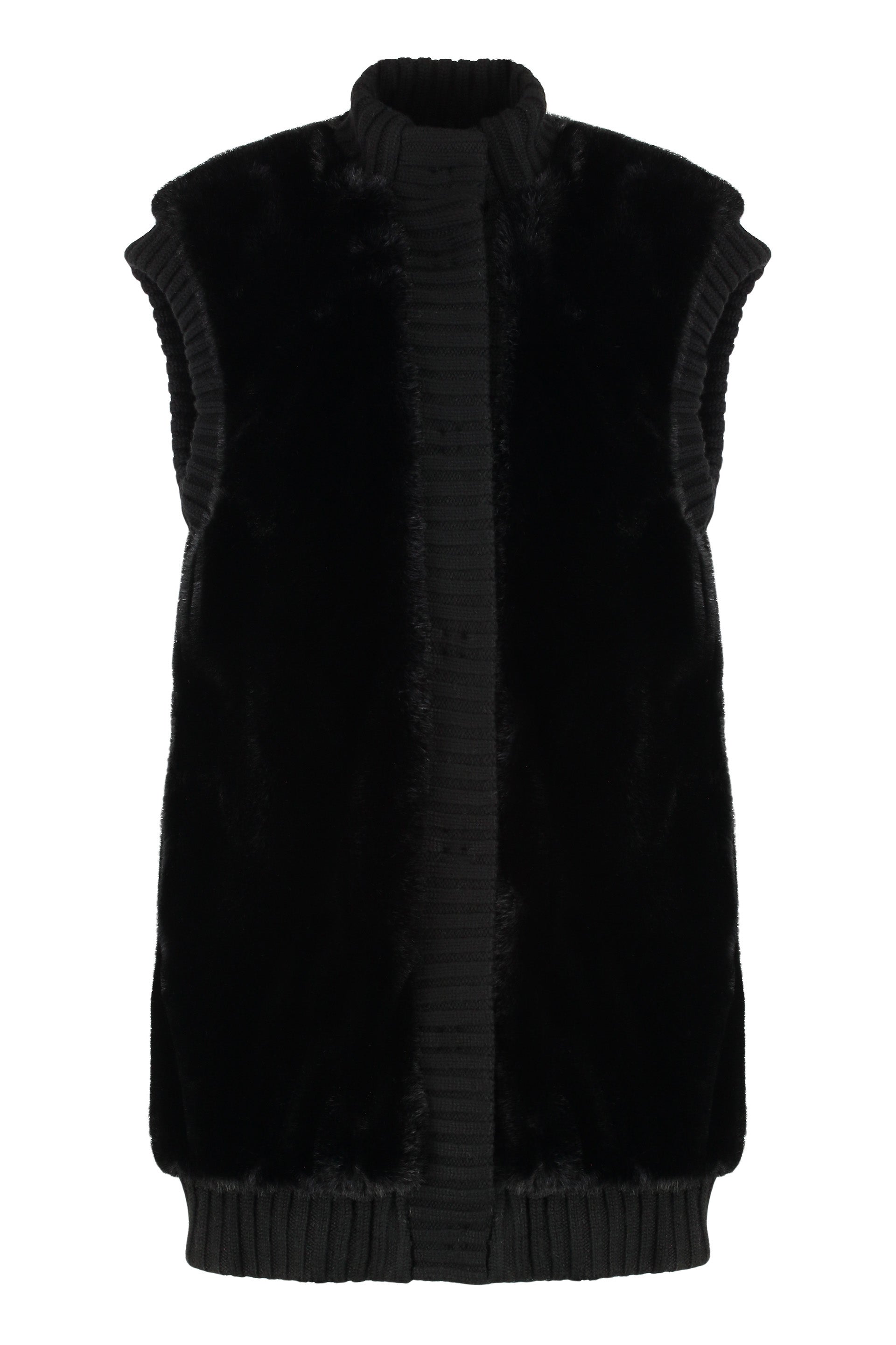 Fur-Effect Vest — Black