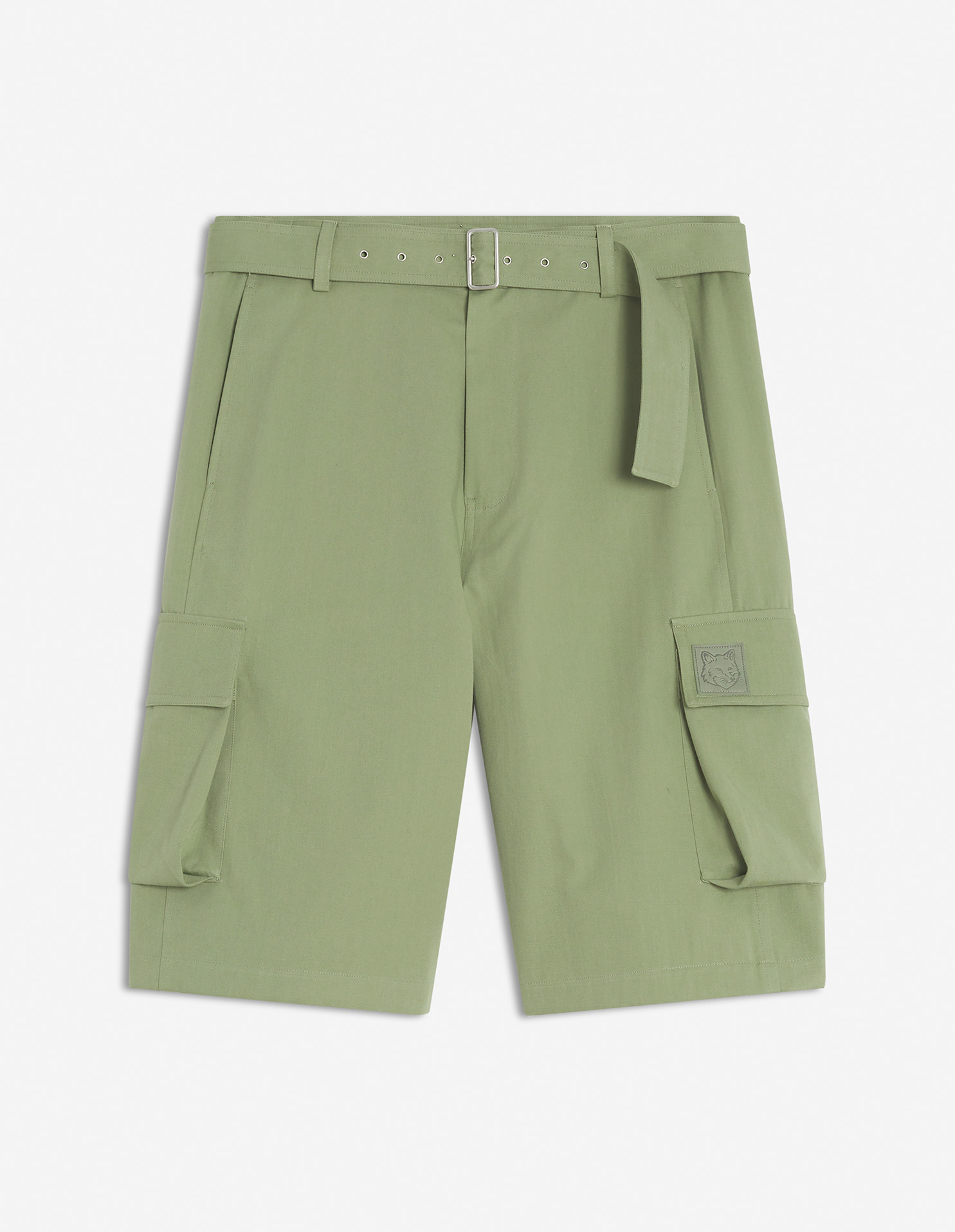 Belted Cargo Bermuda Green Cotton Pant - Men