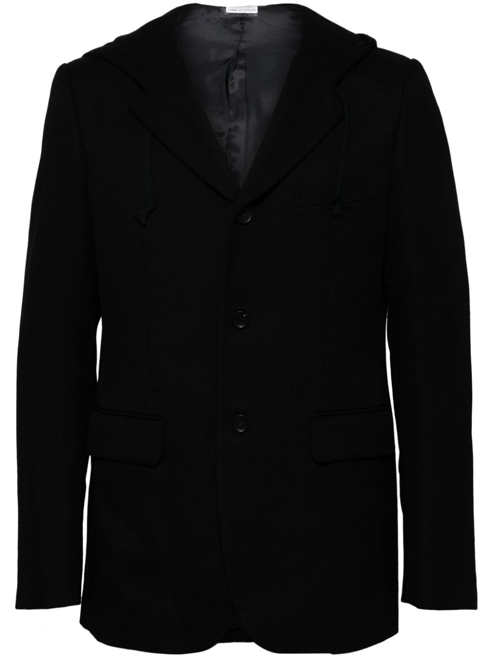 Hooded twill blazer - Black