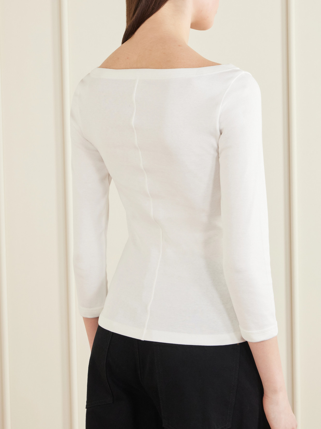Steffi Ribbed Organic Cotton-jersey T-shirt - White