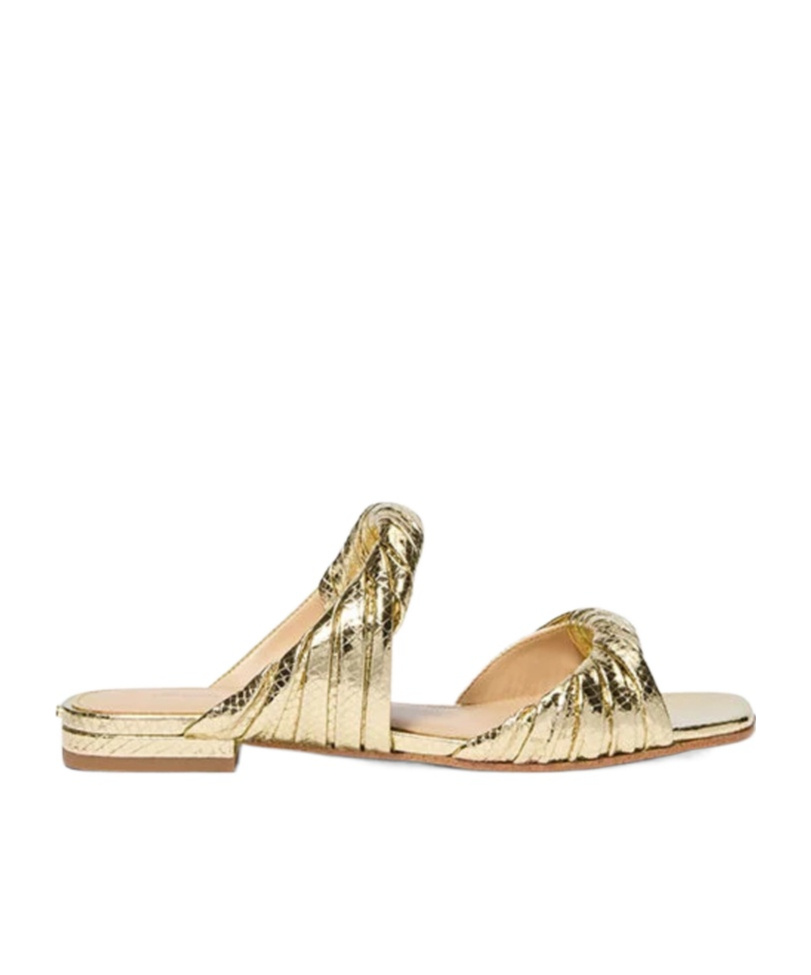 Kiana Metallic Embossed Leather Sandals