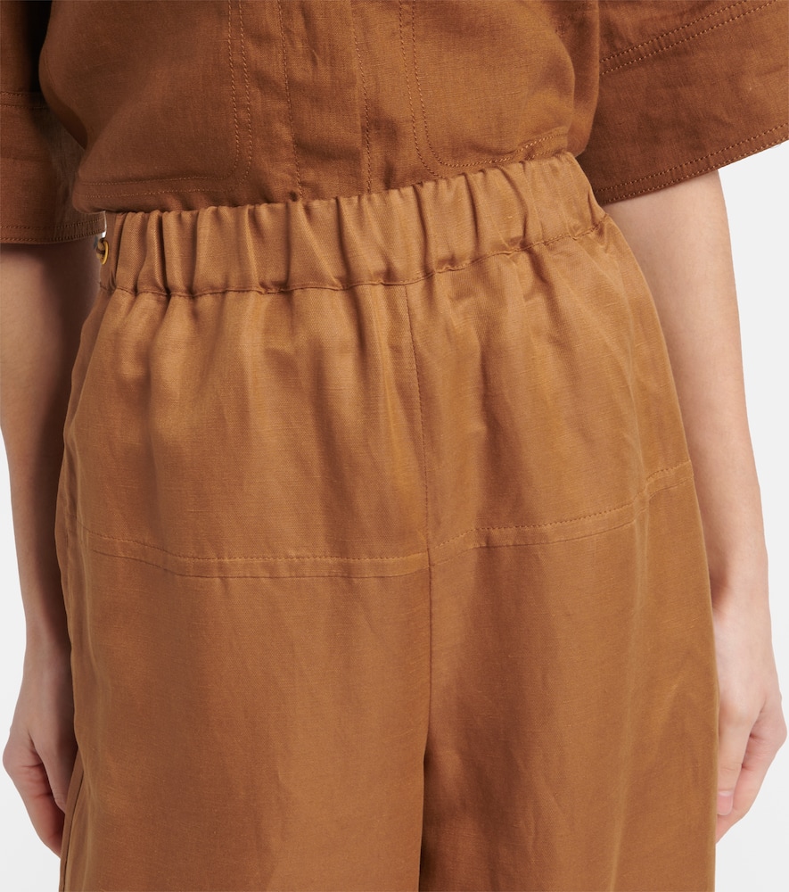 Onore linen and silk twill wide-leg pants