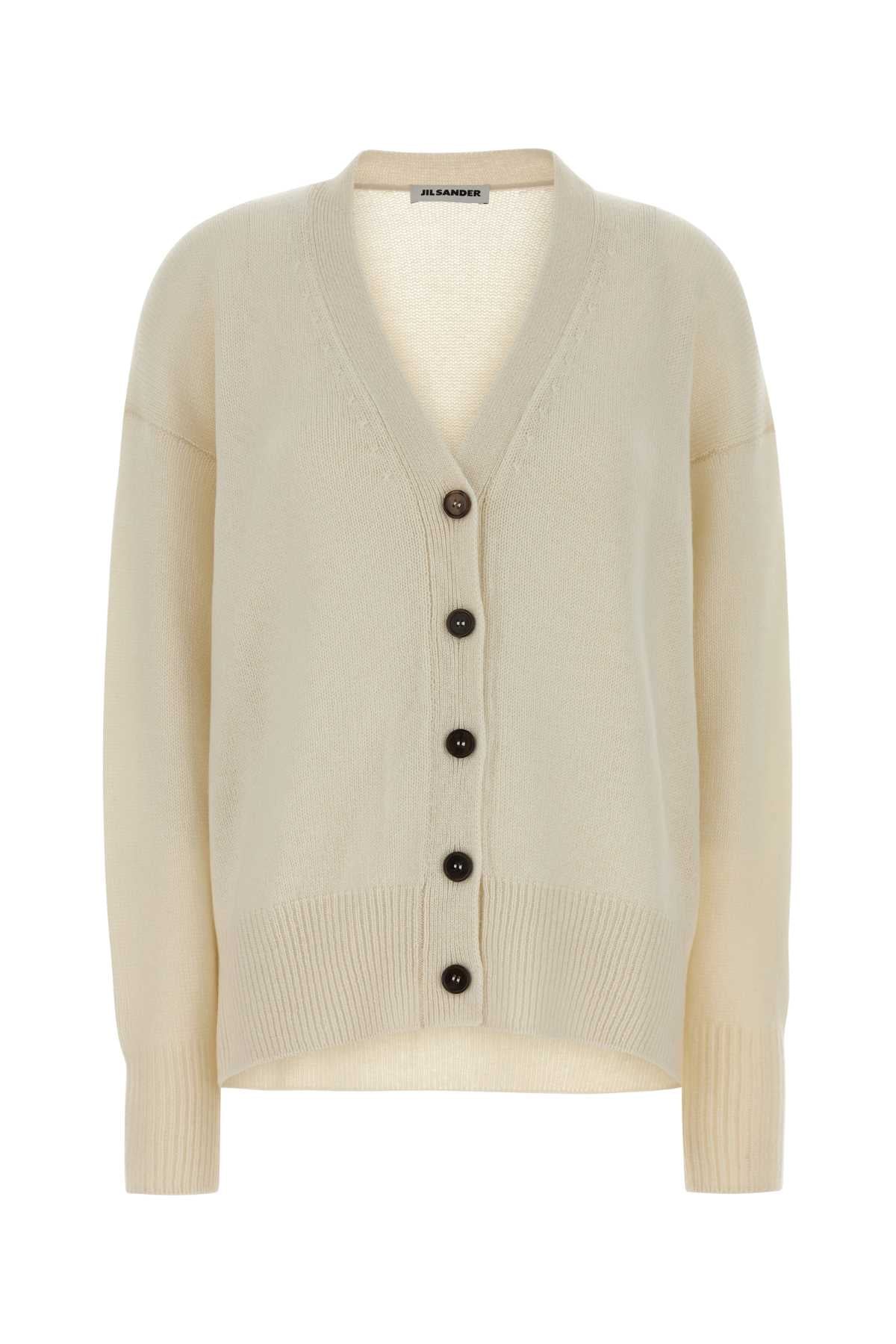 Cashmere Button-Front Cardigan — Beige