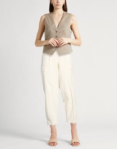 Woman Pants Beige Size 12 Cotton, Elastane