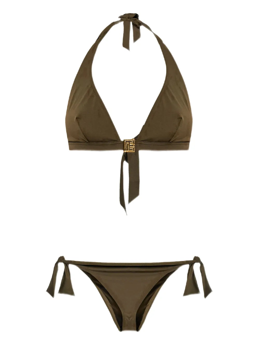 Triangle Halter Bikini Set — Olive Green
