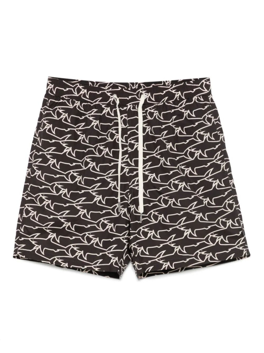 Black Printed Swim Shorts