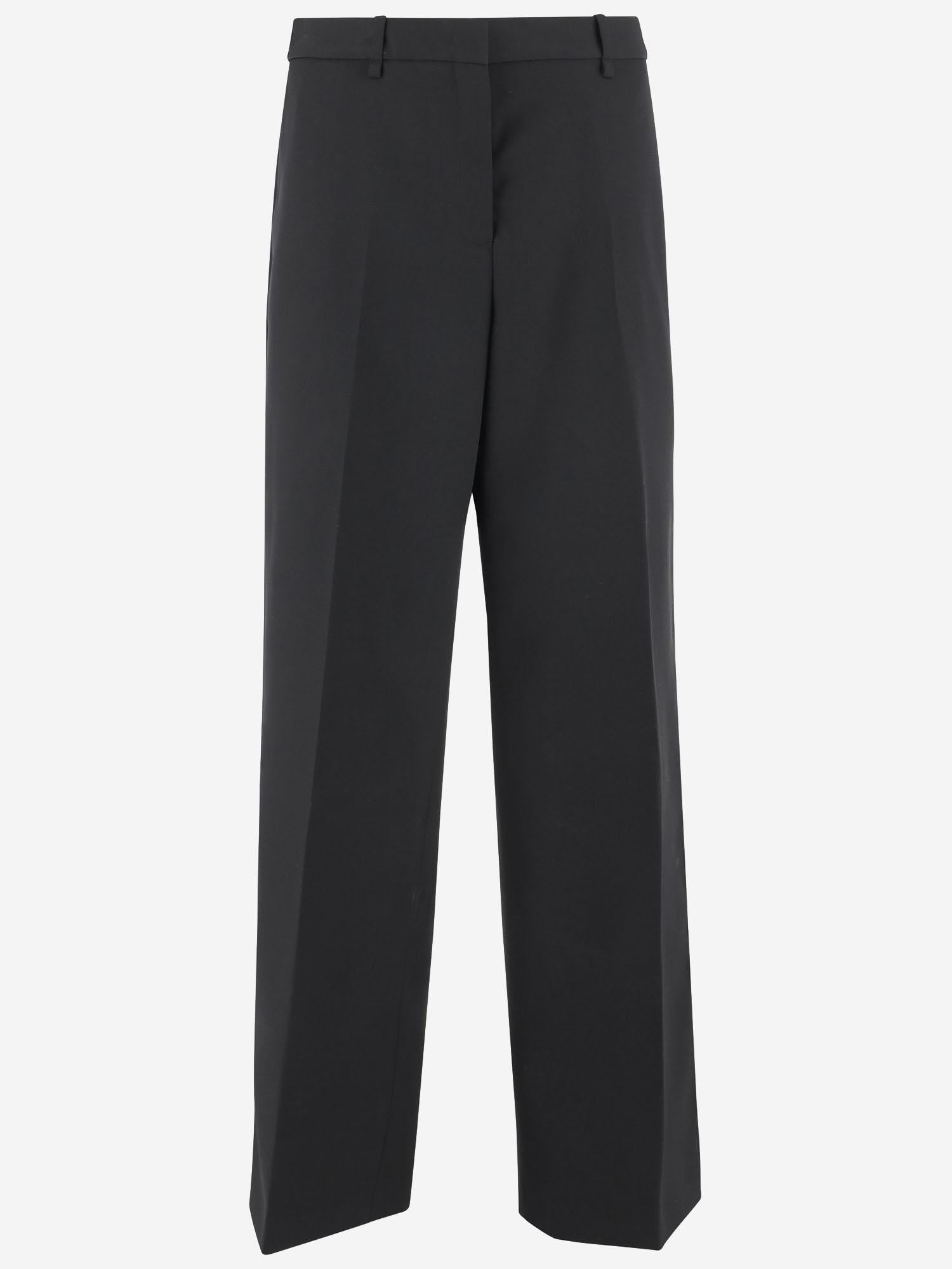 Tailored Wool Gabardine Trousers — Black