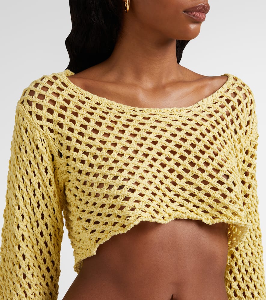 Magen crochet cotton-blend crop top