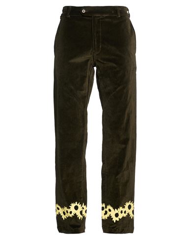 Man Pants Dark green Size 30 Cotton, Rayon, Elastane