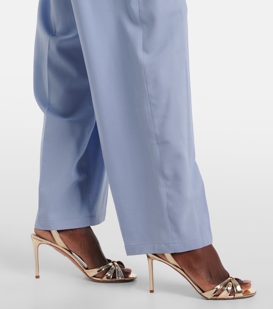 Bucklel wool crêpe wide-leg pants