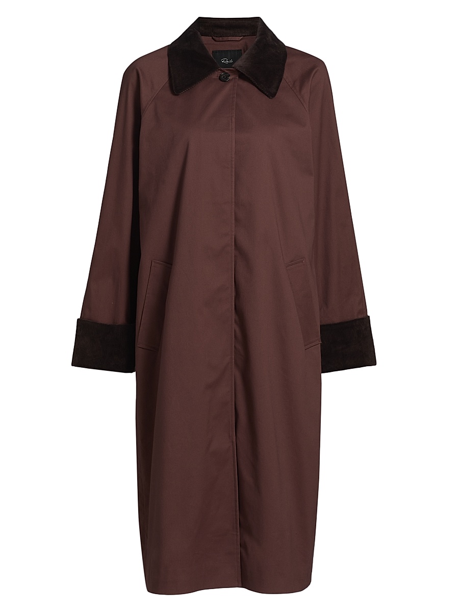 Women's Levy Corduroy-Trimmed Long Coat - Raisin