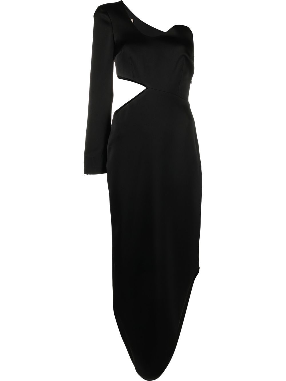 Selene one-shoulder asymmetric dress - Black